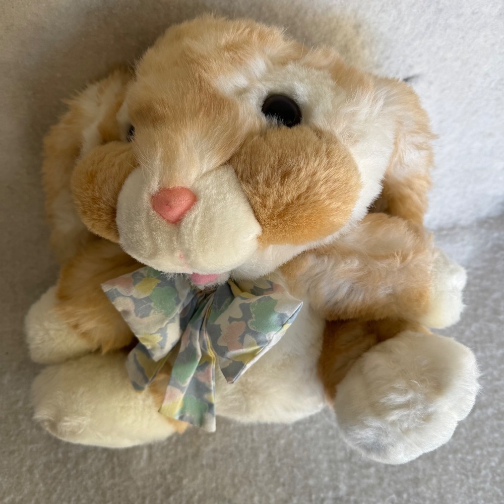 VTG Cute DanDee Chubby Cheeks Bunny Rabbit Plush Bow Tie Easter Spring